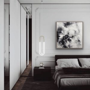 black and white abstract painting
