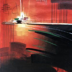 red and black abstract painting