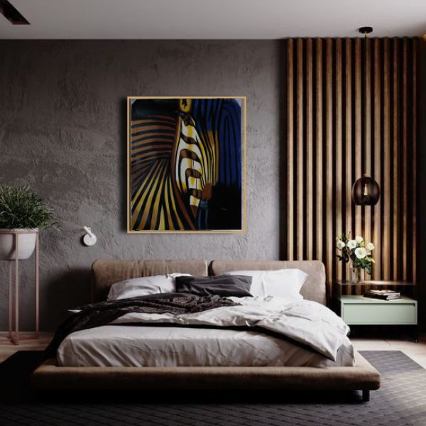 Abstract painting. Description: Our art integration into design project. “Zebra” oil on canvas